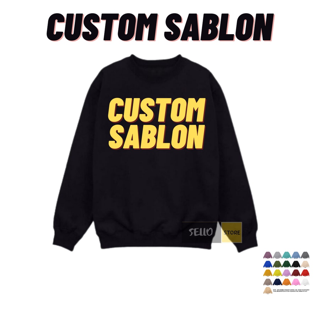 Sweater Custom Sablon Satuan Crewneck Pria Costum Foto Desain Sendiri Hoodie Basic