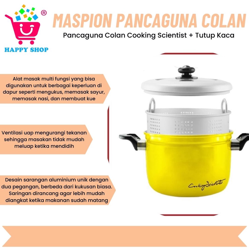 Maspion Dandang Pancaguna Colan Cooking Scientist + Tutup Kaca