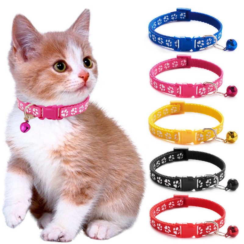 Kalung Kucing Lonceng Hewan Peliharaan Tali Leher Anjing Kecil Lonceng Pet Collar Dog Kitten Adjustable Motif Tapak Kaki