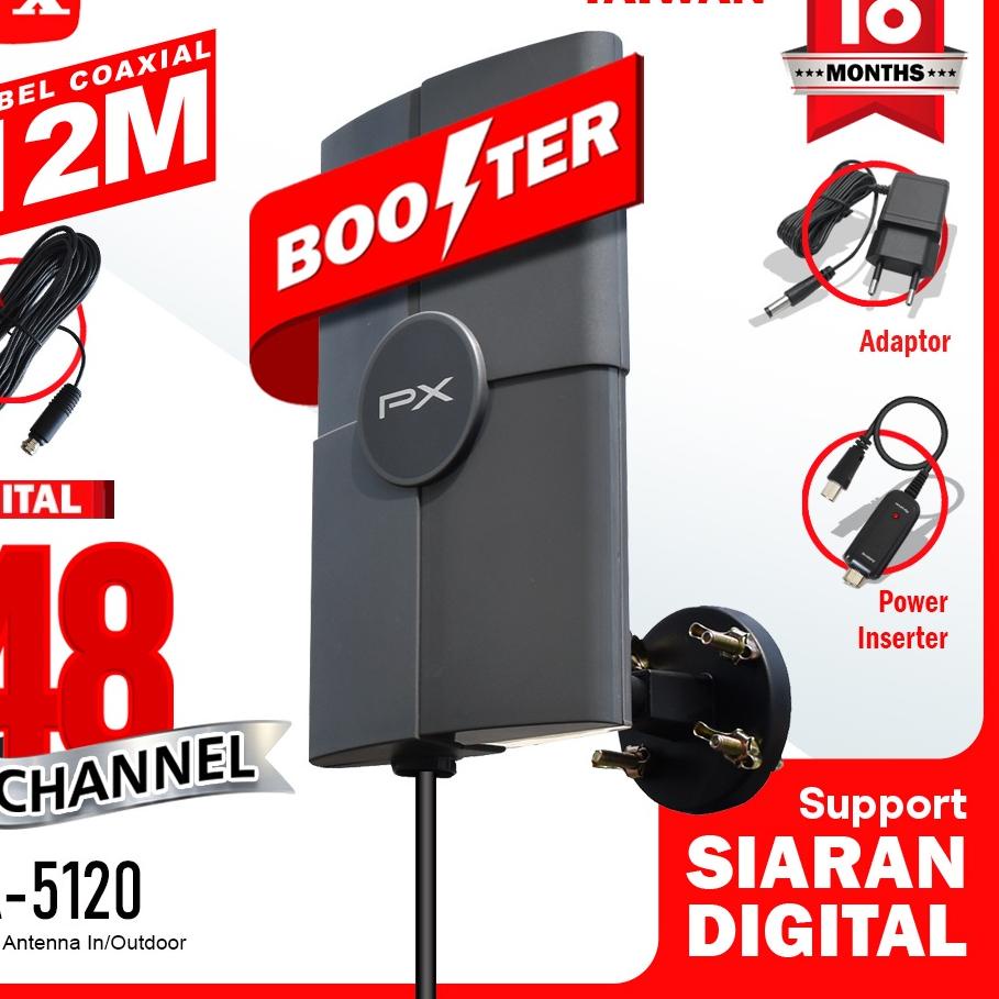 ➲ Antena TV PX DA-5120 - Antena TV PX DA-5200 Indoor / Outdoor - Antena Digital Analog + Kabel 12 Me