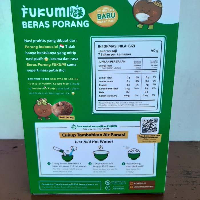 

Fukumi Beras Porang Sachet 1 Box Isi 7 Sachet 40 gram