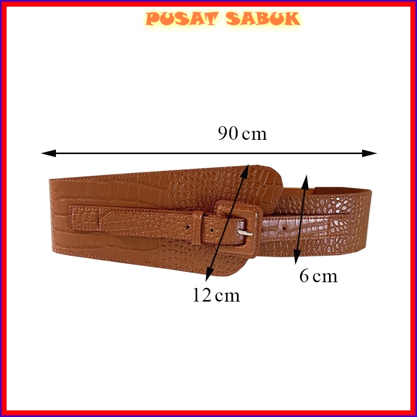 Gesper Lebar Ikat Pinggang Sabuk Fashion Belt Wanita Korset Korea Obi Cewek Gasper besar kulit Hitam Elastis Karet Kekinian Cantik Grosir Murah Model Jumbo Big Size Women Belt Hitam Coklat Praktis Modis Oby Mewah Pingang Blet Karet Langsing Pesta Cm Kuat