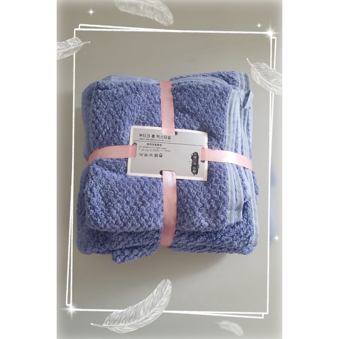 Handuk HANDUK MANDI TEBAL 1 SET ISI 2PCS/HANDUK MANDI MICROFIBER DEWASA - biru tua(H5M0) Handuk Mand