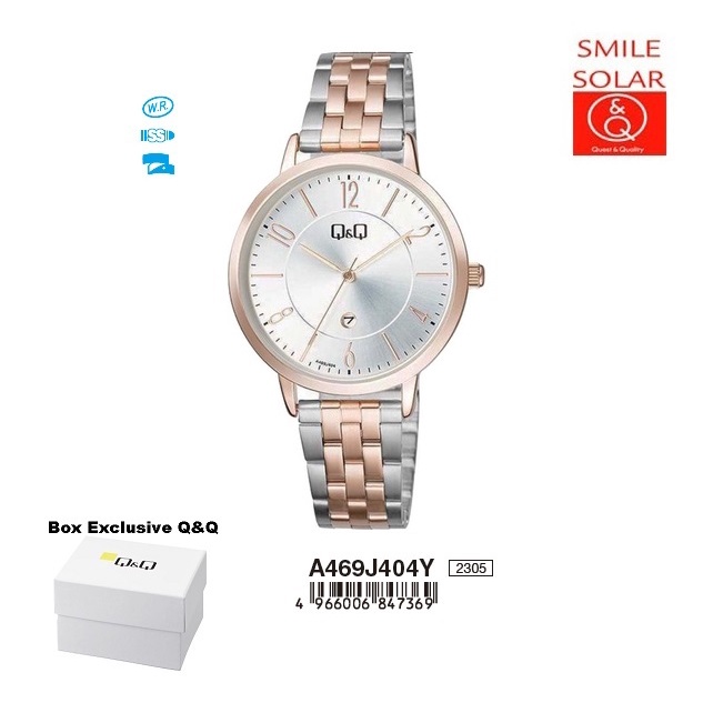 Jam Tangan Wanita Classic Casual Business Rantai Stainless Steel Analog Original Q&amp;Q QnQ QQ A469 A469J Series