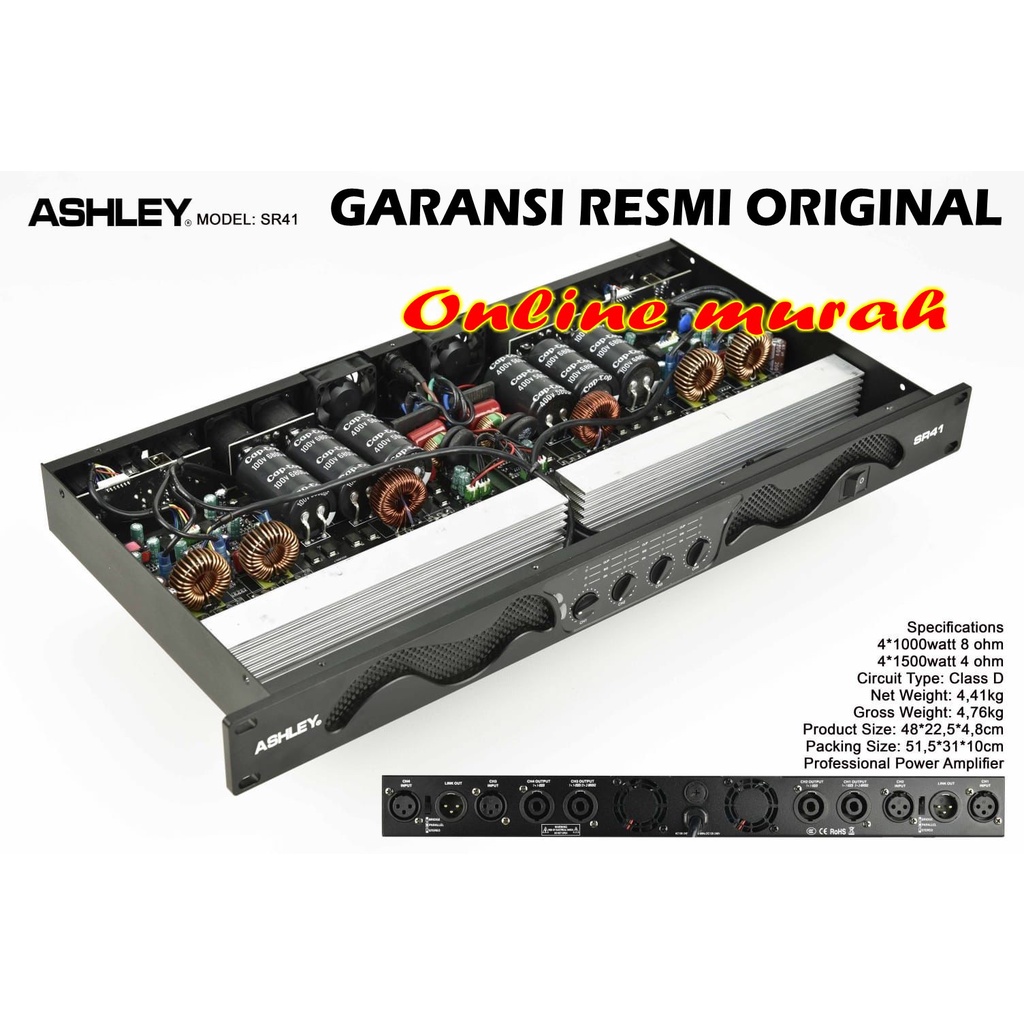 power amplifier ashley sr 41 ashley sr41 class d 1000 watt x2 original