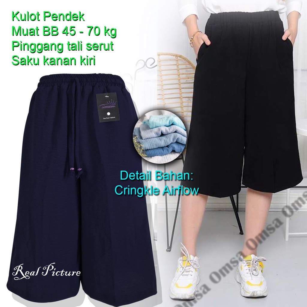 celana kulot wanita highwaist kekinian bahan crinkle airflow premium clana pendek dewasa terbaru murah