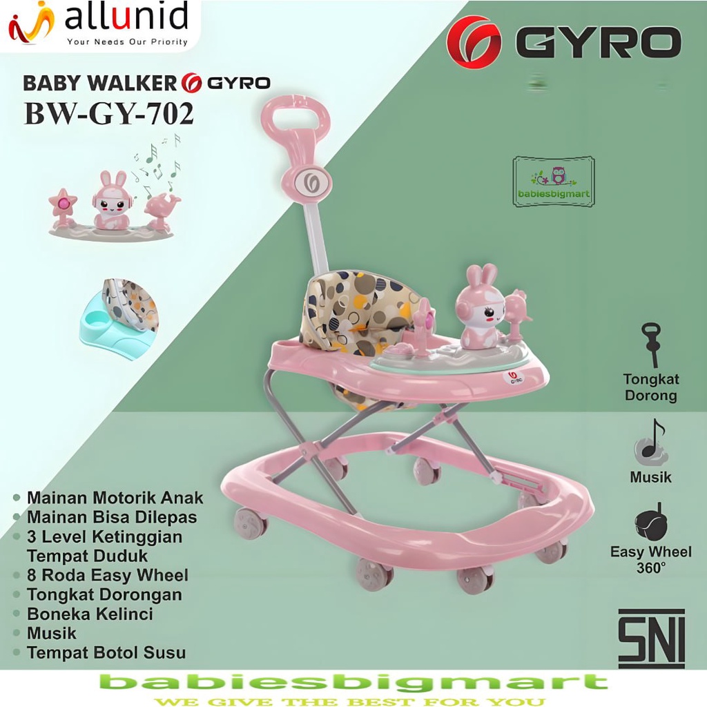 Baby Walker Gyro GY 702 Babywalker Musik Alat Bantu Belajar Jalan Baby