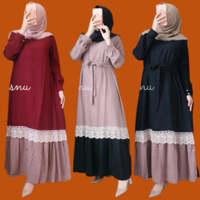 Gamis Gamis Syar i Asdf Abaya Turkey Arab Dress Kondangan Fashion Muslim Wan(C5H2) Abaya Hitam Turke