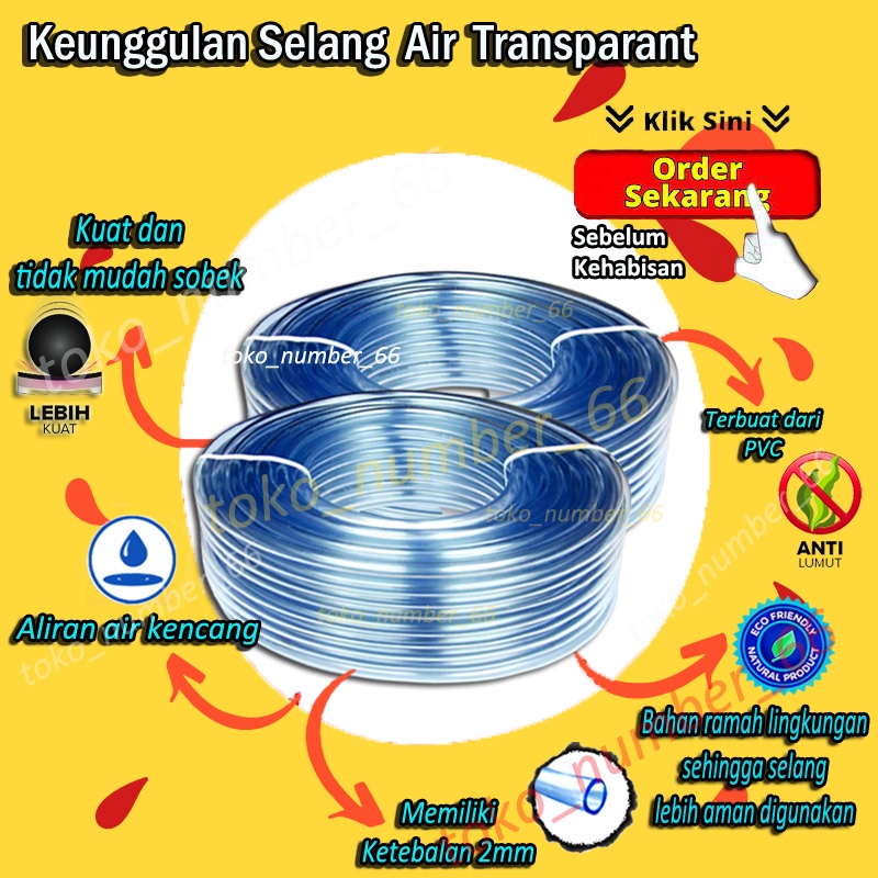 SELANG AIR 1/4 INCH HORIZONTAL PERMETER SELANG TUKANG BANGUNAN AQUARIUM TIMBANG MURAH COD