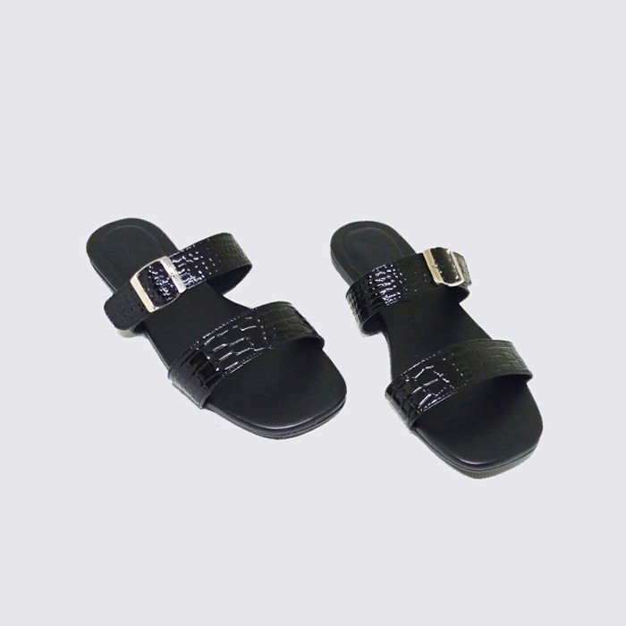 JESSICA X ZAGIB AMERICAN FLAT | Sandal Wanita Warna Hitam Big Size / Sendal Casual Cewe Ukuran Besar 40-45