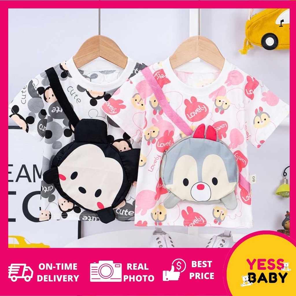 YESSBABY 1-9tahun TSUM LOTSO Gaun anak perempuan baru/versi Korea kartun rok denim dua potong palsu/rok kasual bayi perempuan/Dress baju anak cewek/baju anak perempuan 1tahun 2tahun 3tahun kado ulang tahun anak perempuan