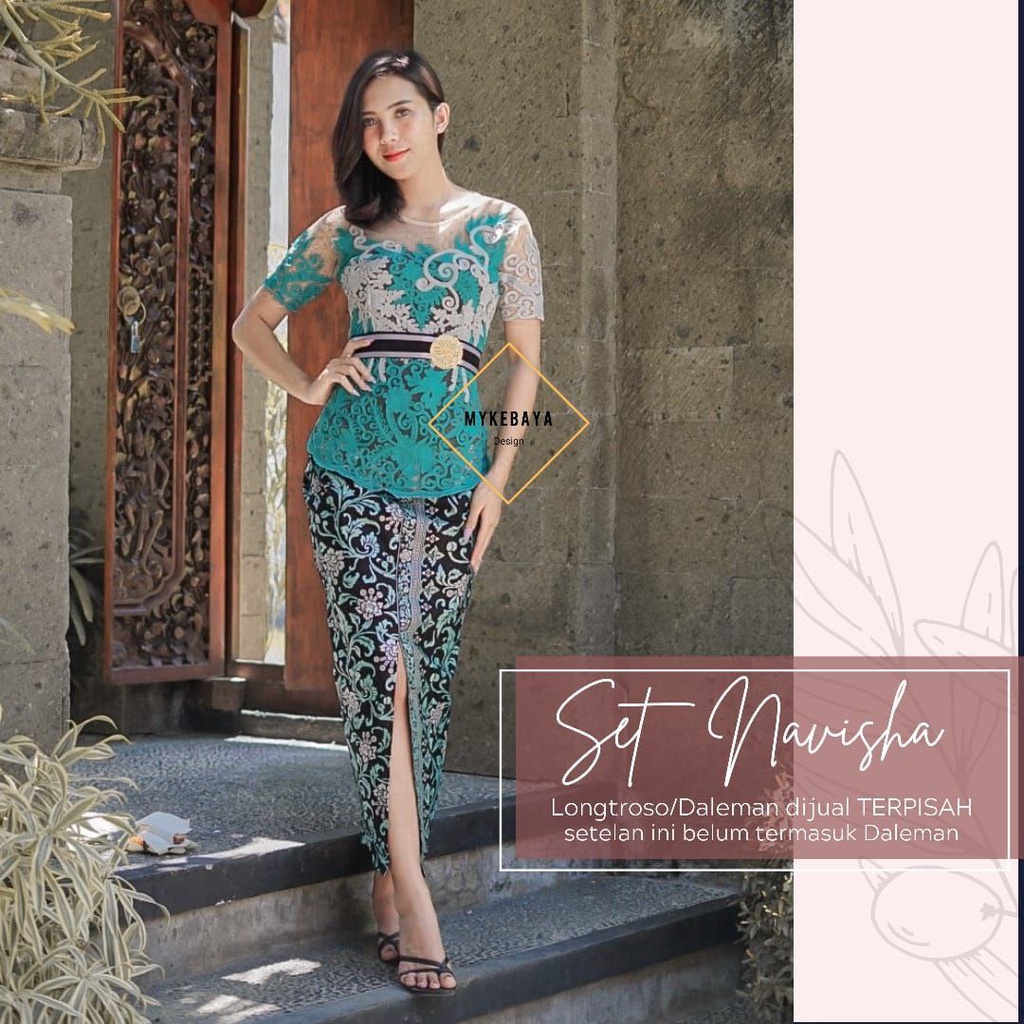 Setelan kebaya TILE STIK dan Rok Kamen Katun Panjang Free Selendang Obi Pengantin Pesta Wisuda Moder