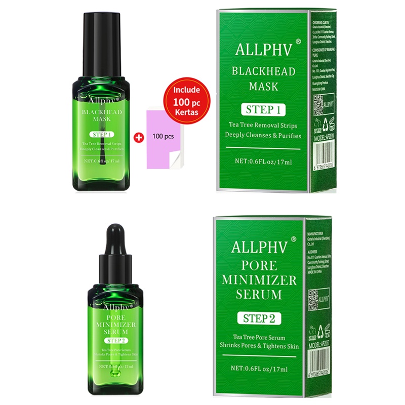 【komedo】ALLPHV Blackhead Remover Mask Step 1 Peel Off 100 kertas &amp; Step 2 Pore Serum