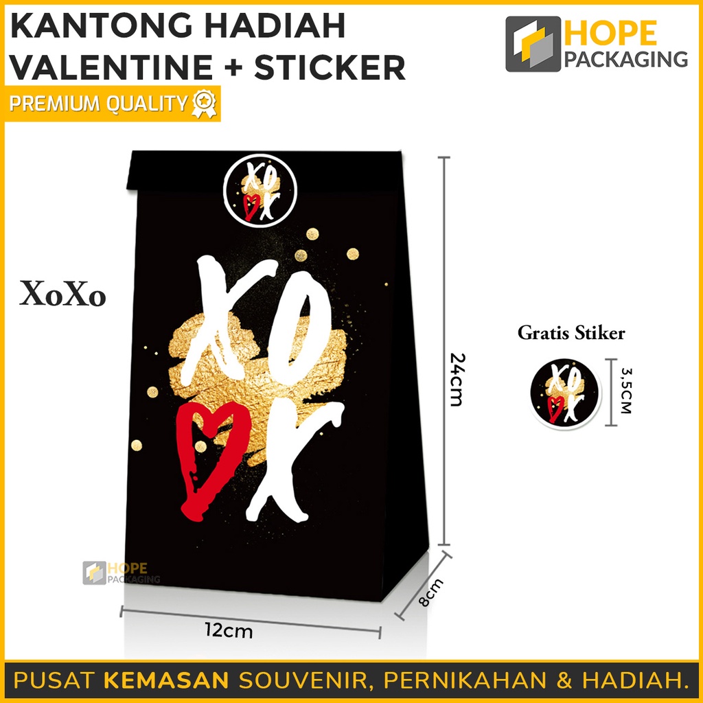 [ ISI 5 PCS ] Kantong Hadiah Motif Love + Stiker / Packaging bungkus valentine hadiah kado / hadiah ke pacar / orang tersayang / tas kantong hadiah special