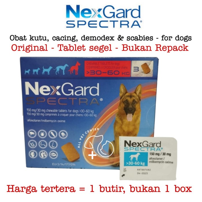 Obat Kutu Anjing Nexgard Spectra Ukuran Xl Harga Per Tablet