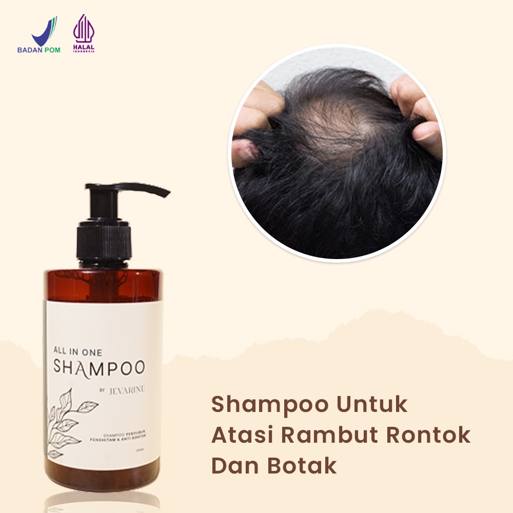 Shampo Shampoo Sampo Sampoo Penumbuh Penyubur Penebal Perawatan Pencegah Rambut Rontok Botak Ketombe Bercabang kering Uban Jevarine All In One Shampo Hair Care Treatment Ampuh Original BPOM