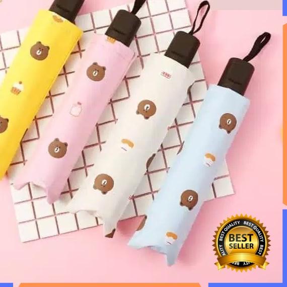 ➥ JUST Payung Lipat Anak Perempuan Dan Laki Laki Karakter Beruang Lucu Mini Anti Sinar UV Matahari U