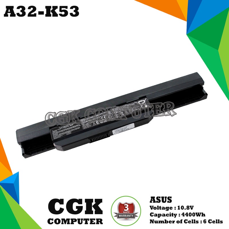 Baterai Laptop Asus ASUS A43 A43E A43U A43S A53 K43 K43S K53 A32-K53