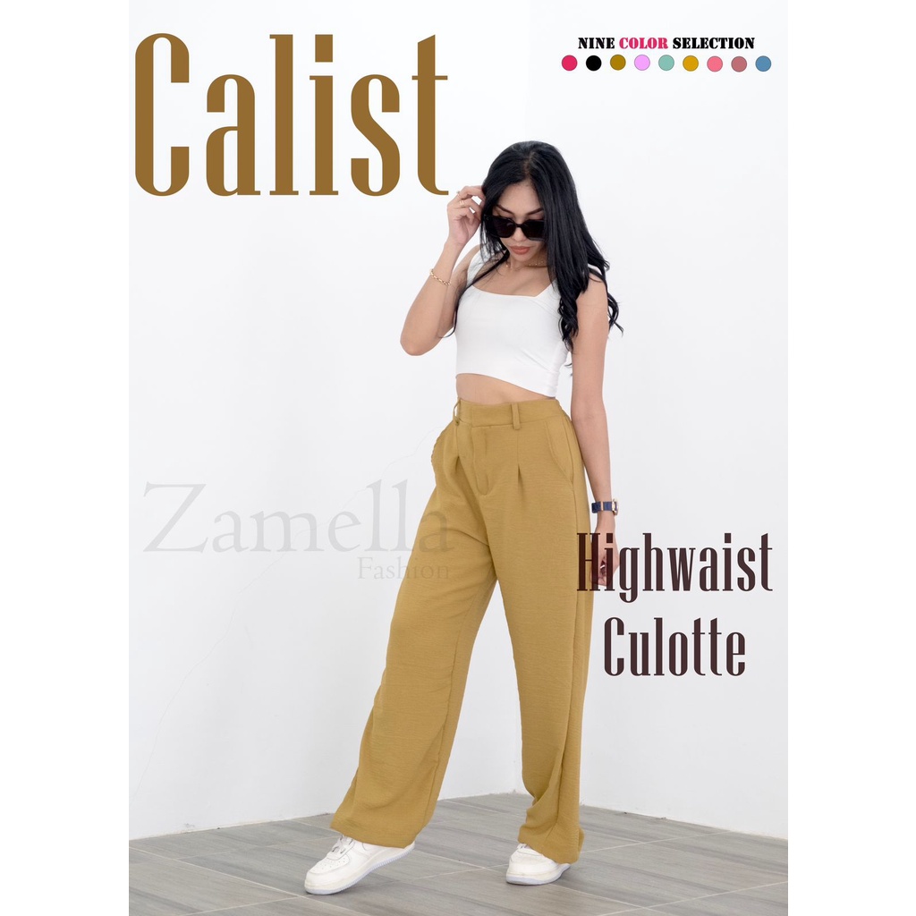 Celana kulot highwaist Loose Pants kekinian premium [ NEW ] Zameela collection Zipper Kulot kulot wanita