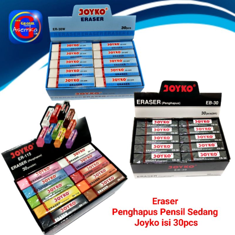 Eraser Penghapus Pensil Sedang Joyko isi 30pcs