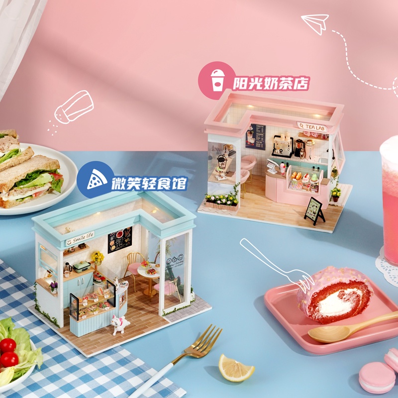 (PDH) CUTE ROOM - DIY HOUSE MINIATURE - CORNER SHOP SETS / MINIATUR RUMAH 3D / RUMAH BONEKA 3D / DOL