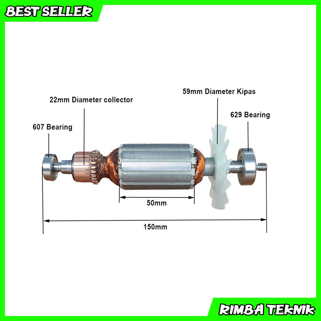 Promo !! Sparepart Armature / Gulungan Dinamo Gerinda Maktec MT90 | MT 90 / MT 91A / M0910B