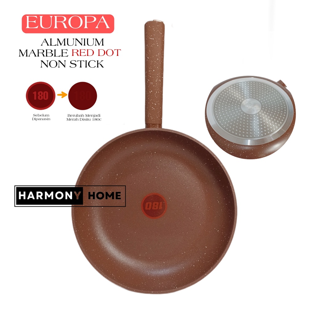 Europa Coating Marbel Deep Fry Pan 30cm Red Dot Anti Lengket Red Dot Europa Coating Marbel Coating Marble Non Stick Panci Anti Lengket Deep Fry Pan 30cm Wajan Marble Penggorengan Anti Lengket