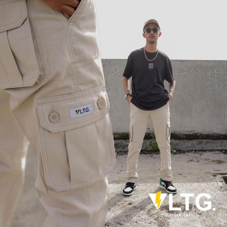 SALE Celana Cargo Panjang VLTG.industry Warna Cream Kualitas Bahan Premium  A