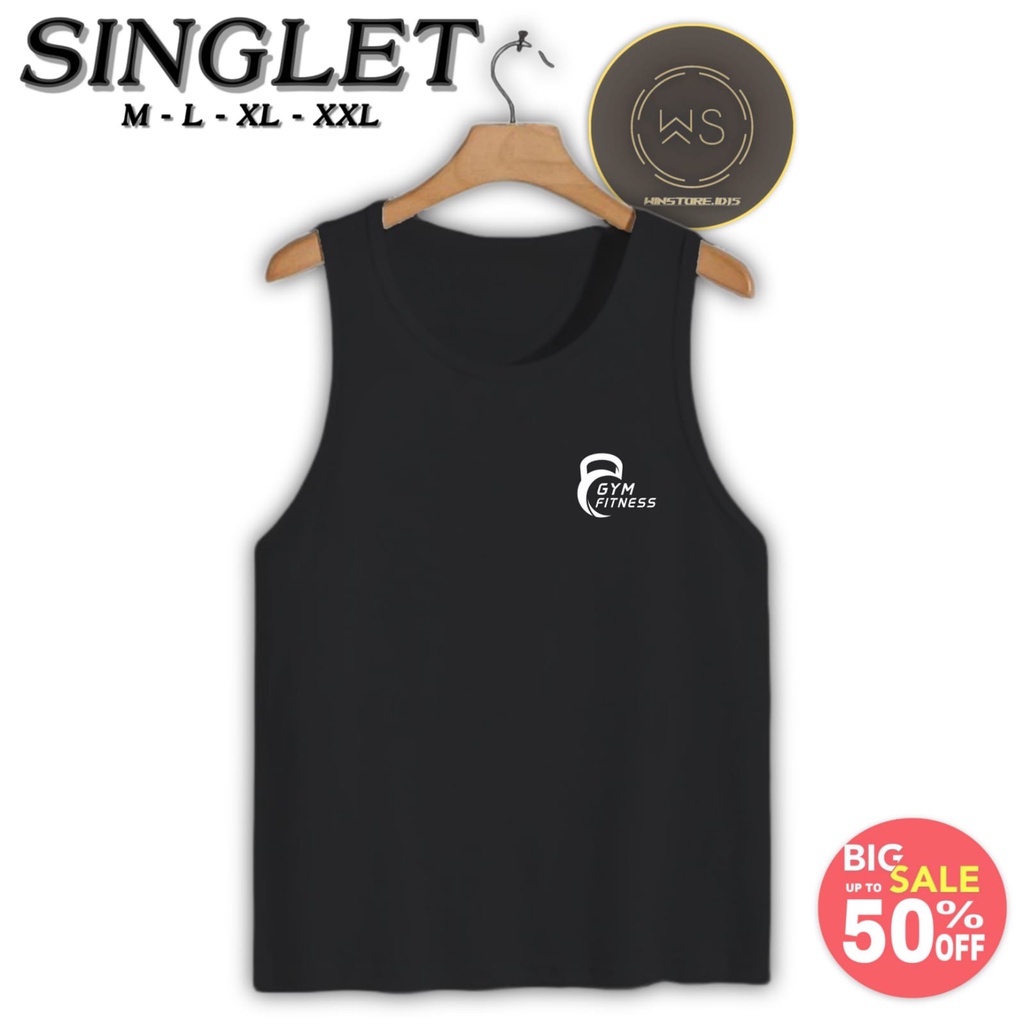 Kaos T-shirt Singlet Motif GYM FITNESS | Cocok buat ngeGym Pria polos Ukuran M L XL XXL