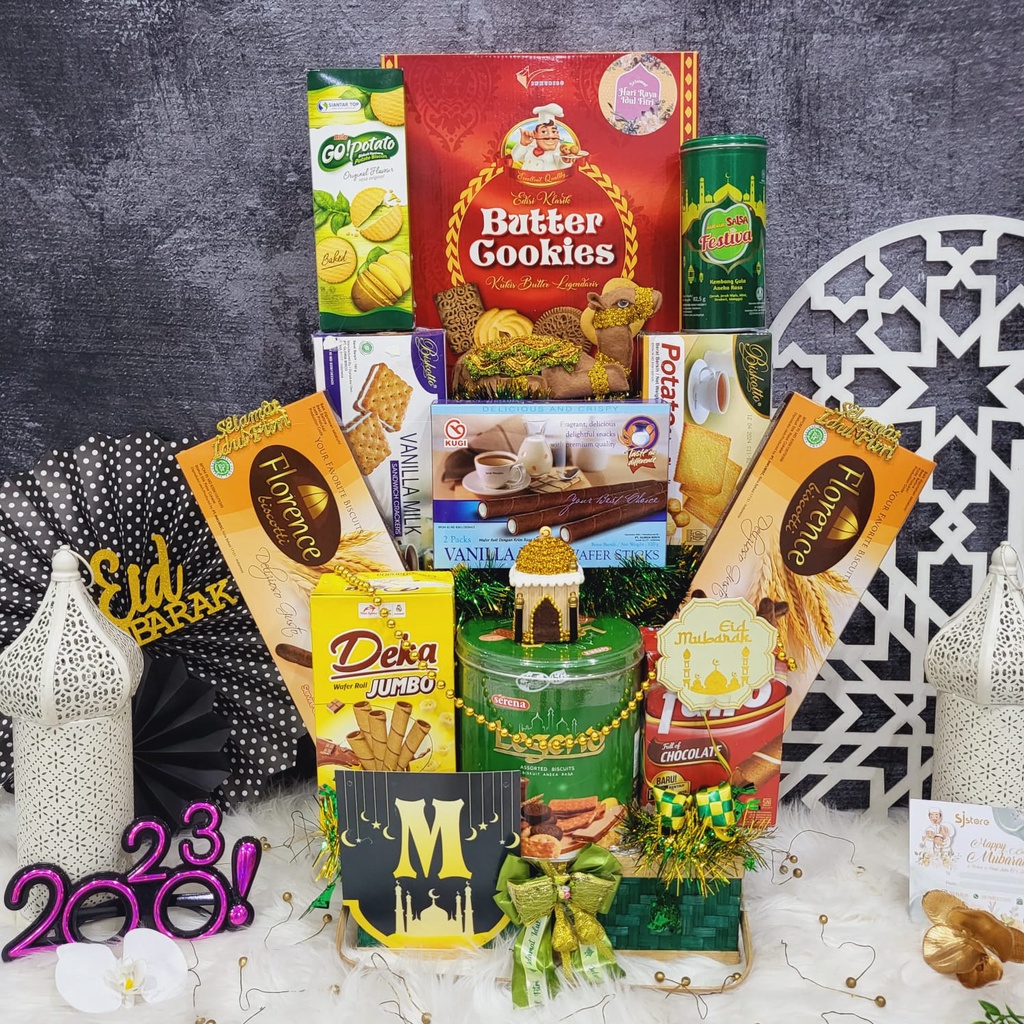 

Paket Dekorasi Hampers Parcel Lebaran Idul Fitri Hadiah Kue Kering Keramik 002