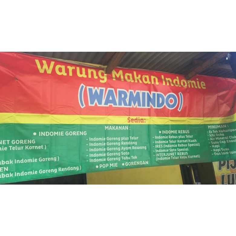 CETAK SPANDUK KAIN WARUNG MAKAN INDOMIE WARMINDO MURAH FREE DESIGN