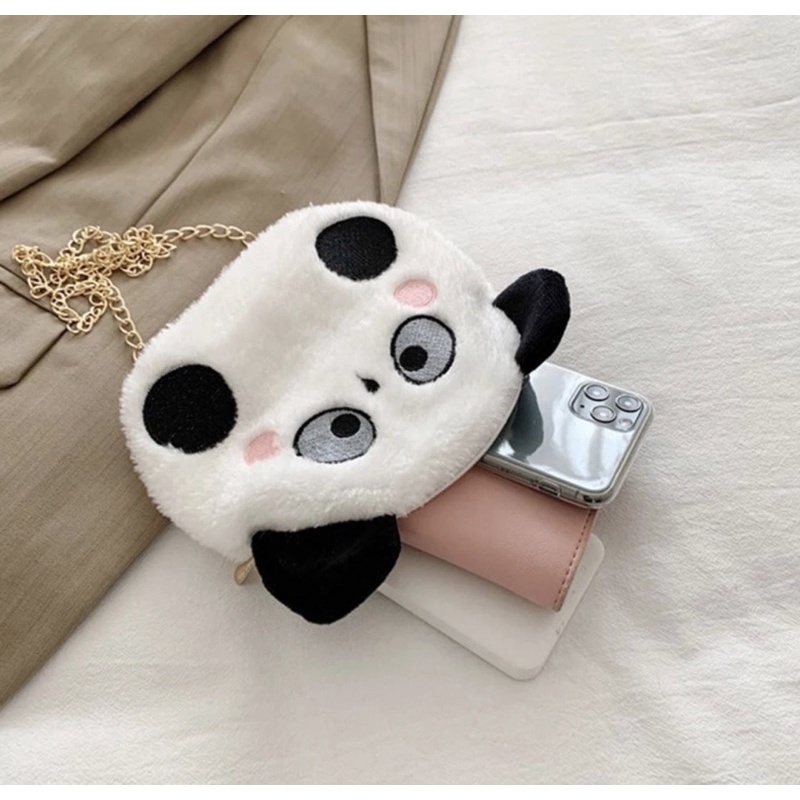 Tas Selempang Wanita Tas Slempang Lucu Boneka Panda gaya Casual Bahan Halus Lembut Ukuran 30cm