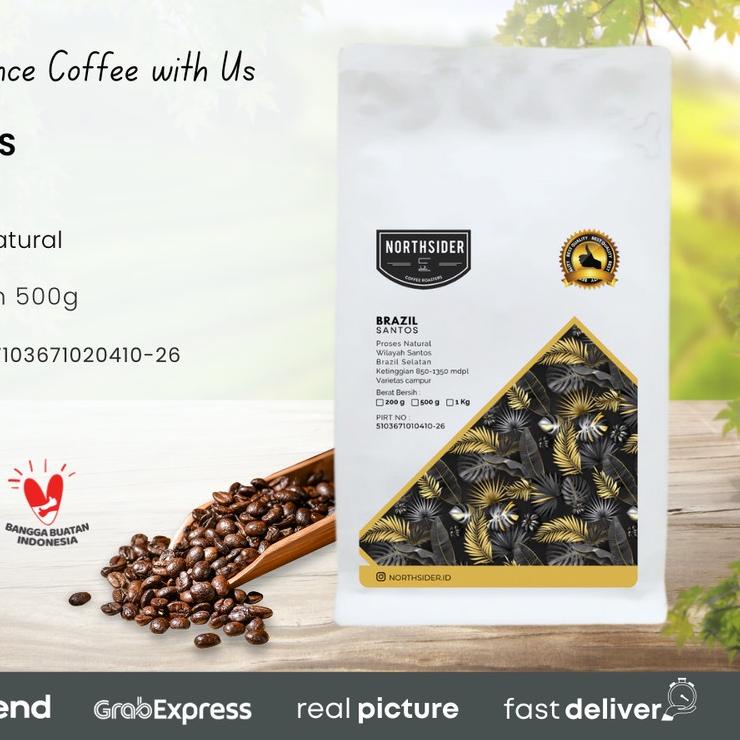 

✲ BIJI KOPI ARABIKA BRAZIL SANTOS NATURAL - 500GR NORTHSIDER COFFEE ♡