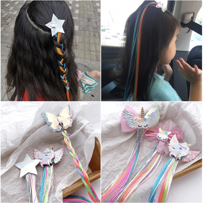 babyfit ekstension rambut anak lurus wavy rainbow warna cantik import jepit rambut pn-0223