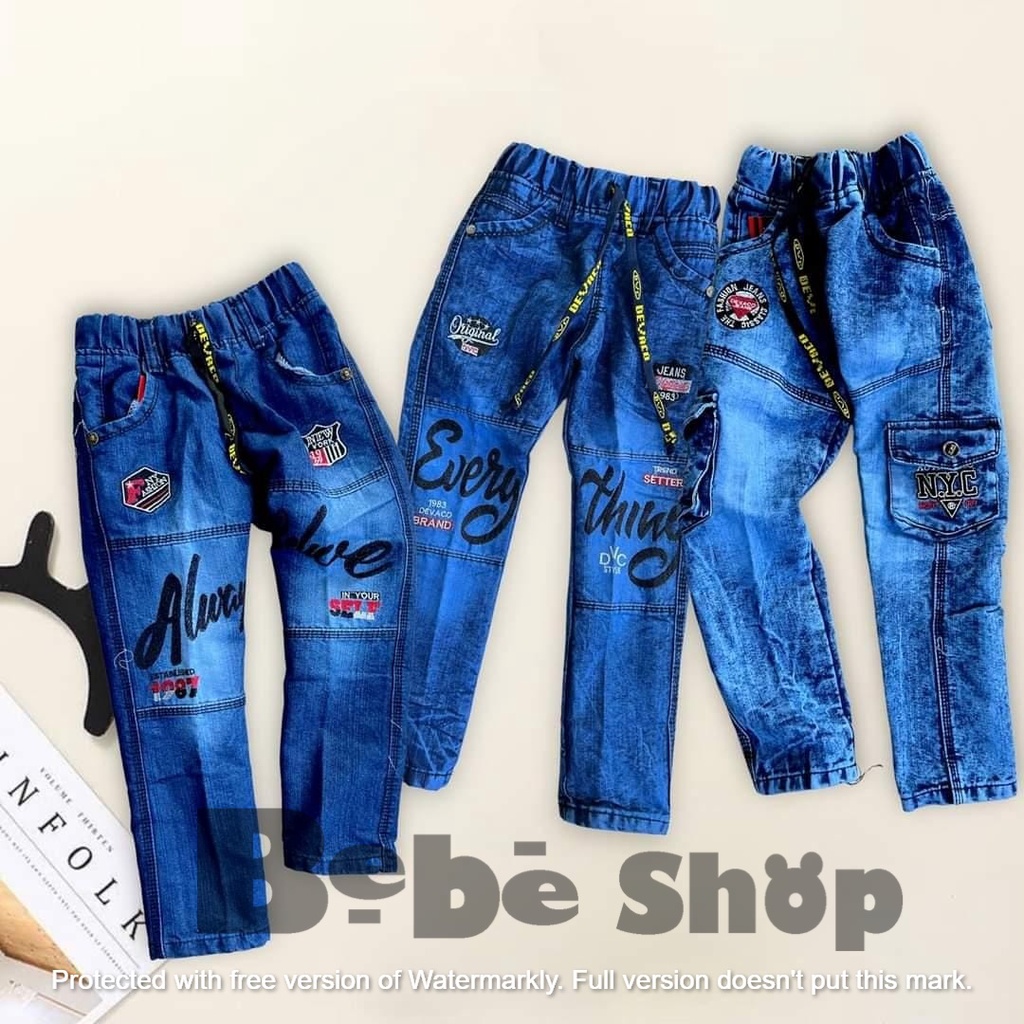 celana jeans anak laki-laki bahan denim usia 3 sampai 12 tahun