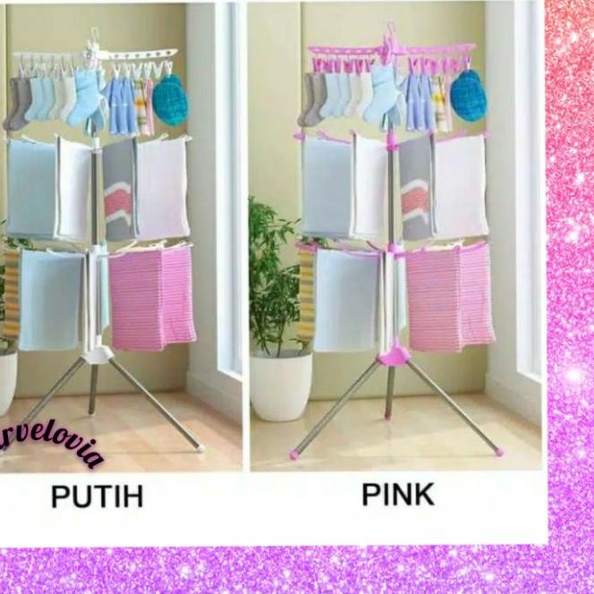 ♞ JEMURAN MENARA BAJU BAYI SUSUN 3 TRIPOD DENGAN HANGER ROTASI ℗
