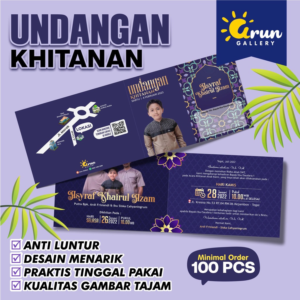 UNDANGAN KHITAN CUSTOM FULL COLOR / TASYAKURAN KHITAN LIPAT