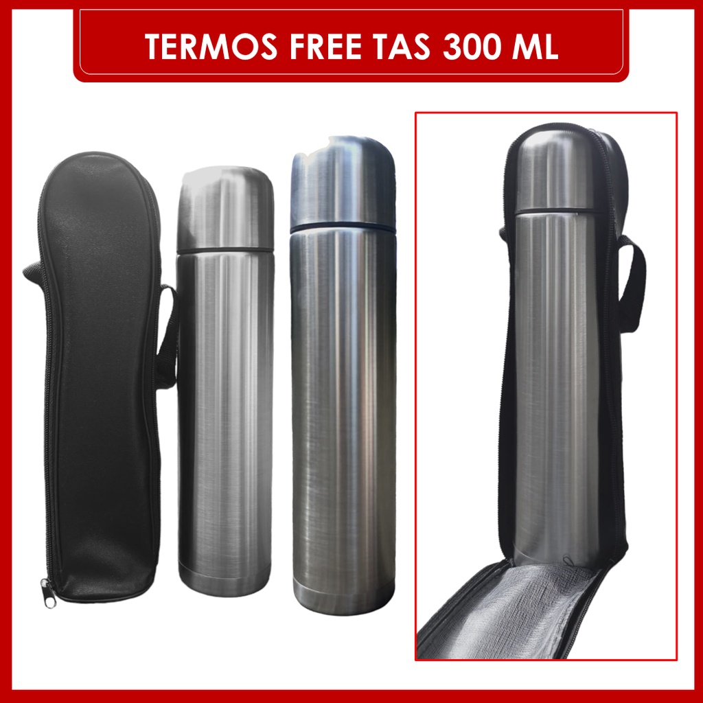 DEOSOFFICIAL -- TERMOS HIGH GRADE FREE TAS/TERMOS AIR PANAS VACUUM FLASK AIR BOTOL 18/8 STAINLESS STEEL 300ML