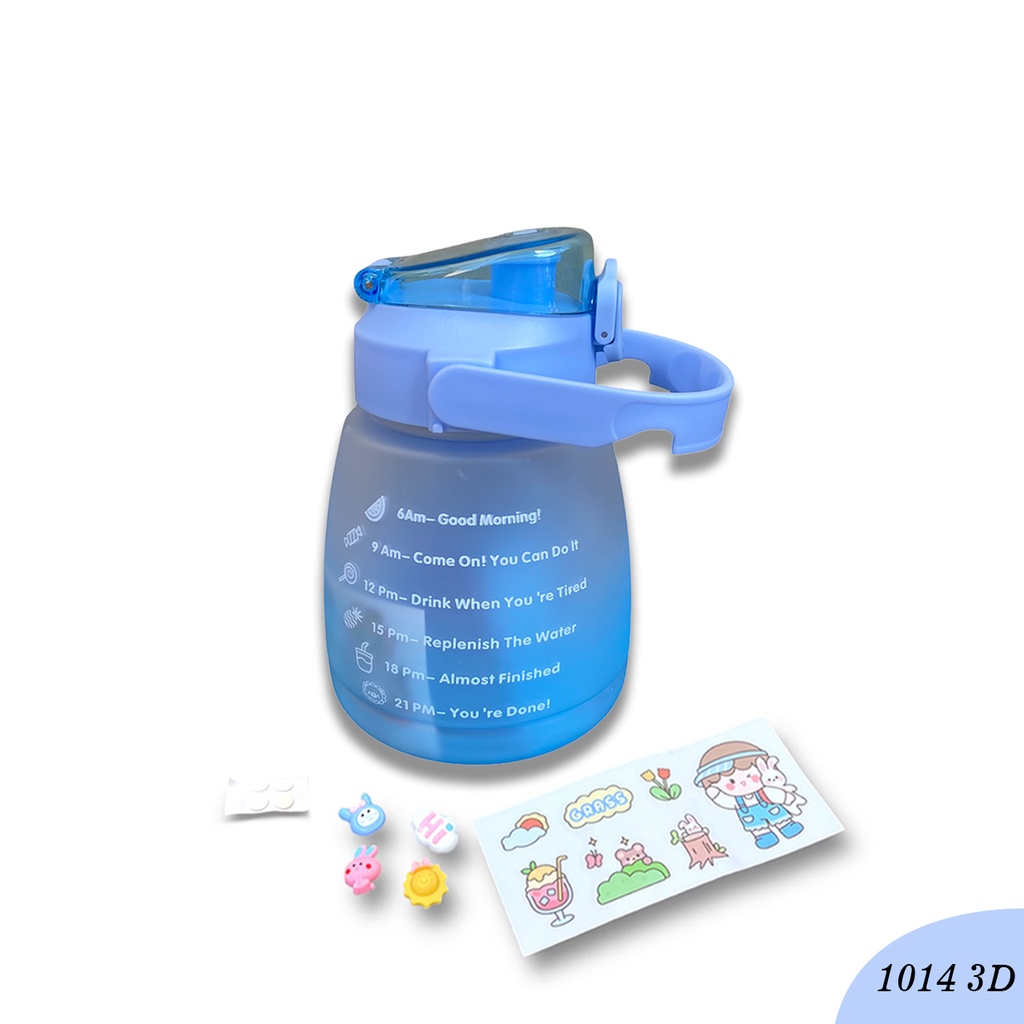 BOTOL MINUM ANAK 3D KODE 10143D VIRAL MURAH WARNA GRADASI PASTEL 1.3L 1300 ML 2D &amp; 3D STICKER BOTOL MINUM ANAK TALI MOTIVASI GRADASI