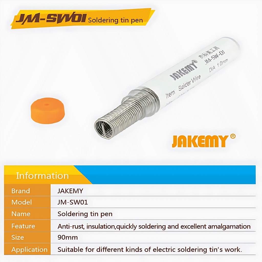 Jakemy Timah Solder Timah gulung Solder Wire Pen 1mm JM-SW-01