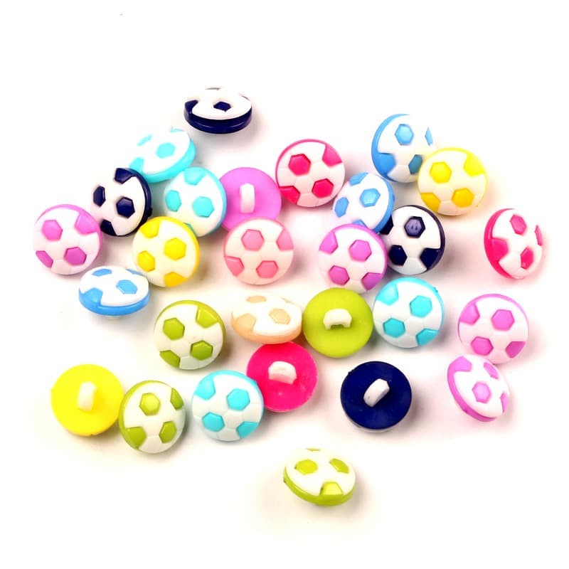 Kancing Acrylic Satu Lubang - Colorful Football (10pcs)