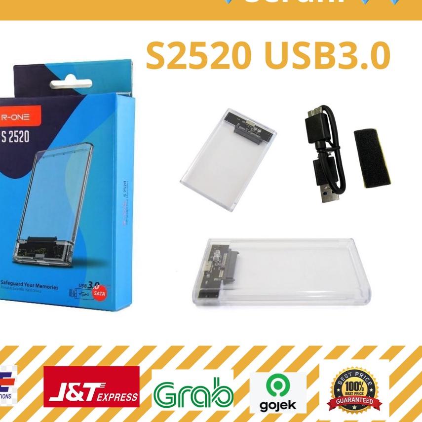 ✩ (SERUNI) ENCLOSURE HARDISK 2.5INCH R-ONE S2520 USB3.0 TRANSPARANT ❅