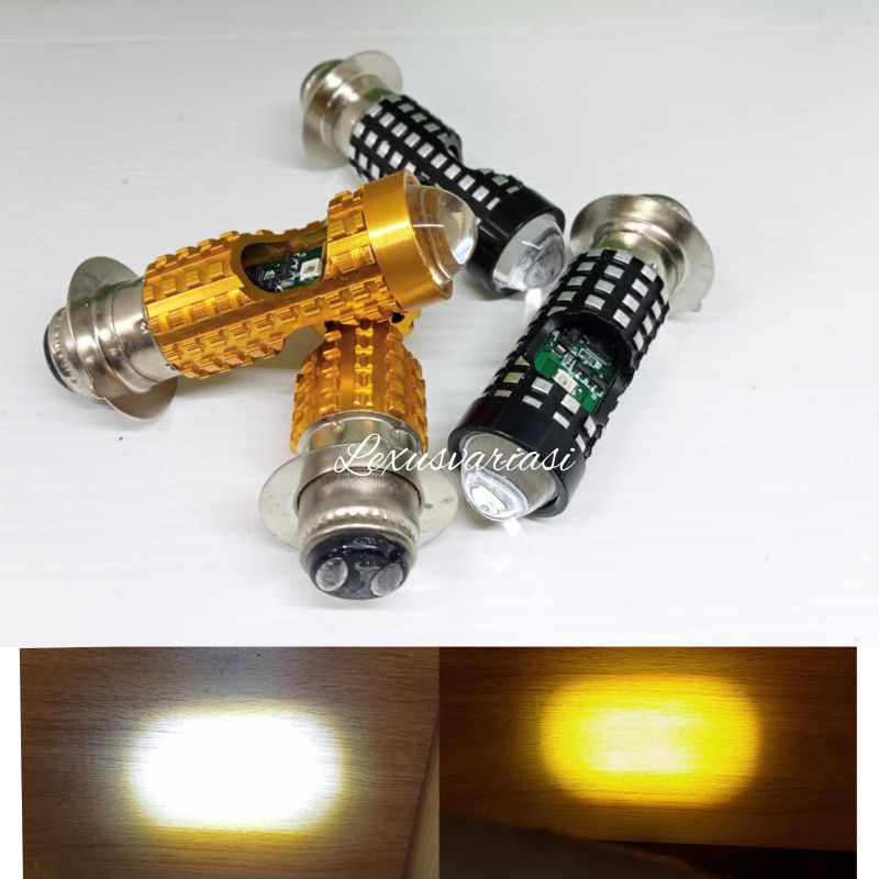 Lampu LED depan  H6 laser hi-low AC DC putih kuning+senja