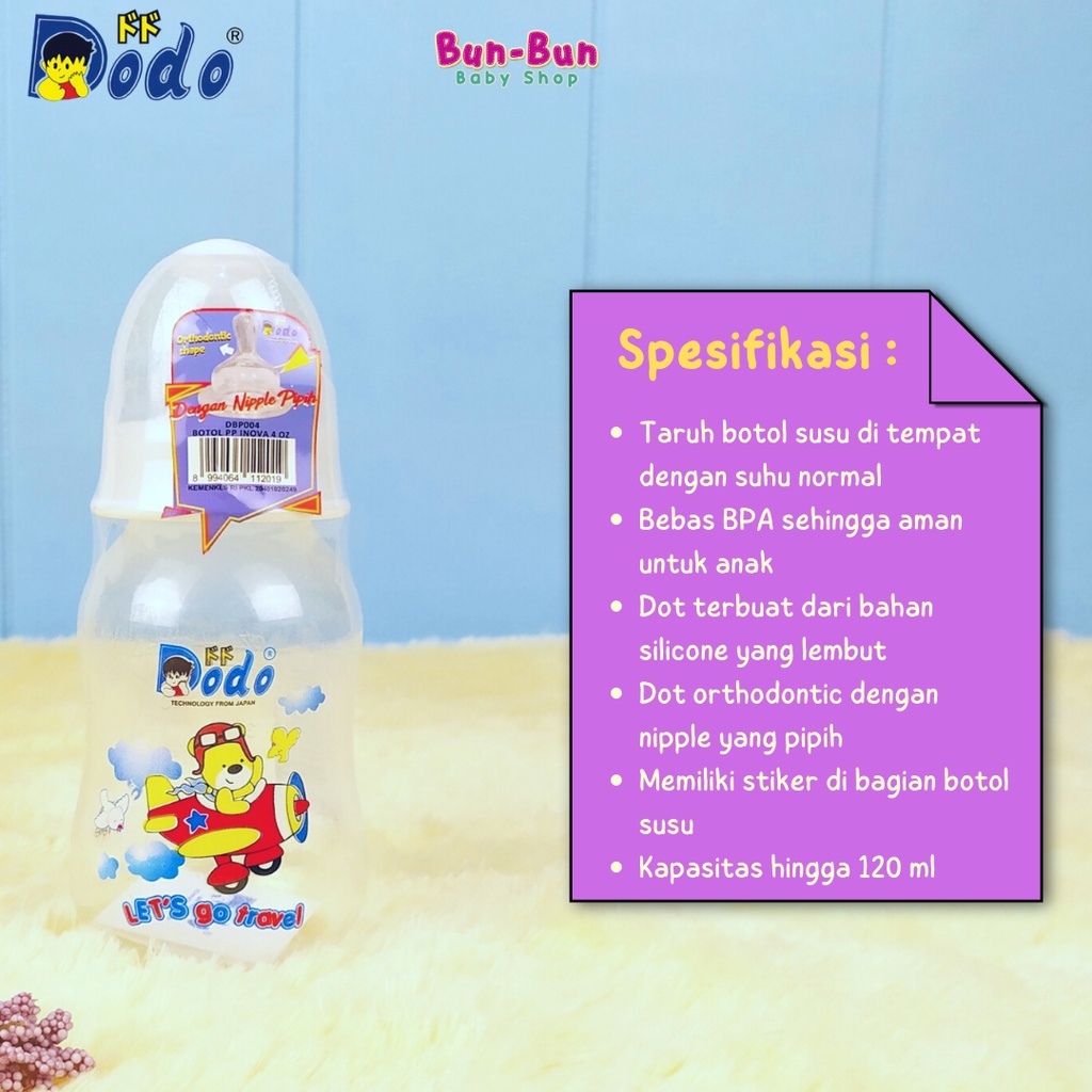 DODO Botol Susu Bayi Series 60ml 125ml 250ml Dot Nipple Silikon Silicone Bulat Standart Pipih Gepeng Regulator Anti Sedak Milk Bottle BPA FREE Perlengkapan Baru Lahir Peralatan Makan MPASI Baby New Born Gelas Mug Anak Balita Bunbunbabyshop