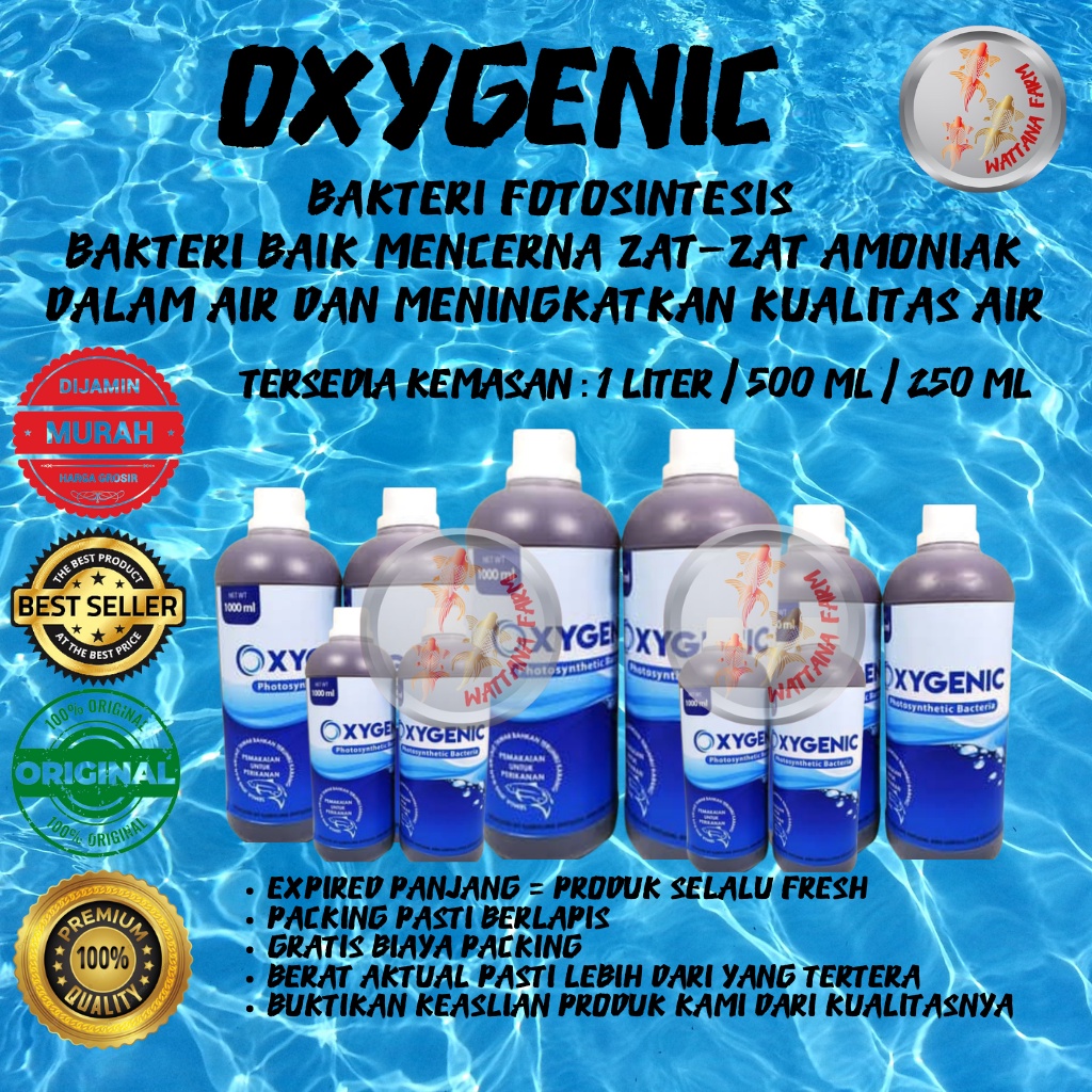 OXYGENIC 1 Liter / 500 ml / 250 ml Probiotik / Bacteri Starter / Penjernih Aquarium / Kolam / Tank /