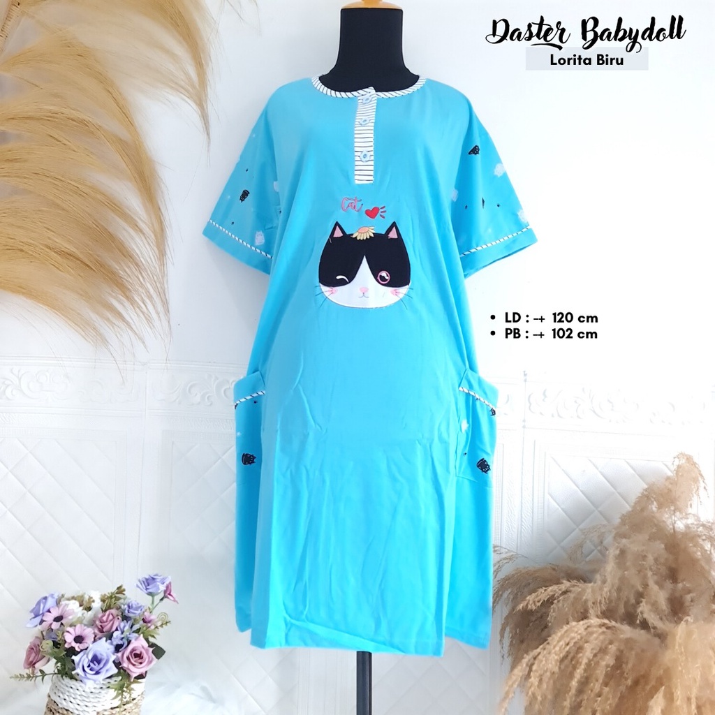 DASTER BABYDOLL LORITA BAHAN KAOS KATUN LEMBUT ADEM DIPAKAI