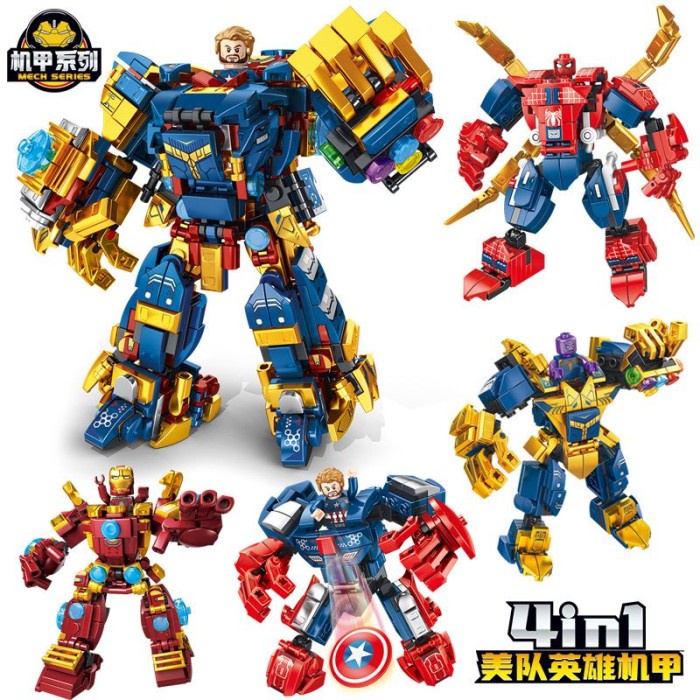 Terlaris Mainan Lego Robot Hulkbuster Marvel Avengers Iron Man Spiderman Thanos