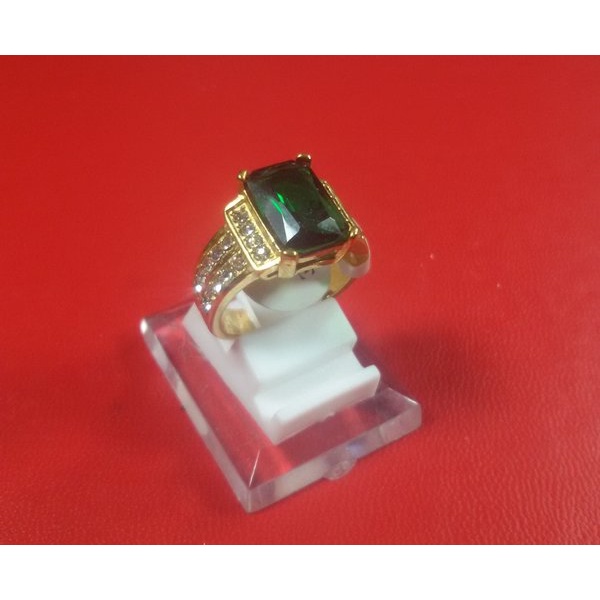 Batu Akik Cincin Wanita Green Peridot Octagone 3s435