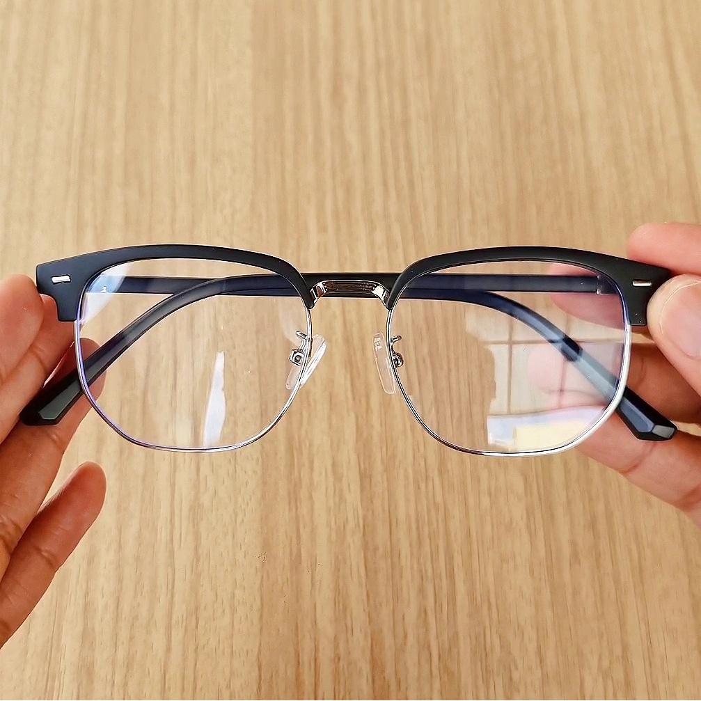 Frame Kacamata Untuk Pria Cowok Wanita Desain Model Mantap Terbaru Update NP.STORES Silver HItam Dof