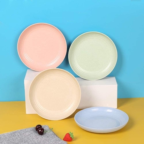Piring Cantik Wheat Straw Plate 1 Set isi 4 pcs warna warni / Set Piring